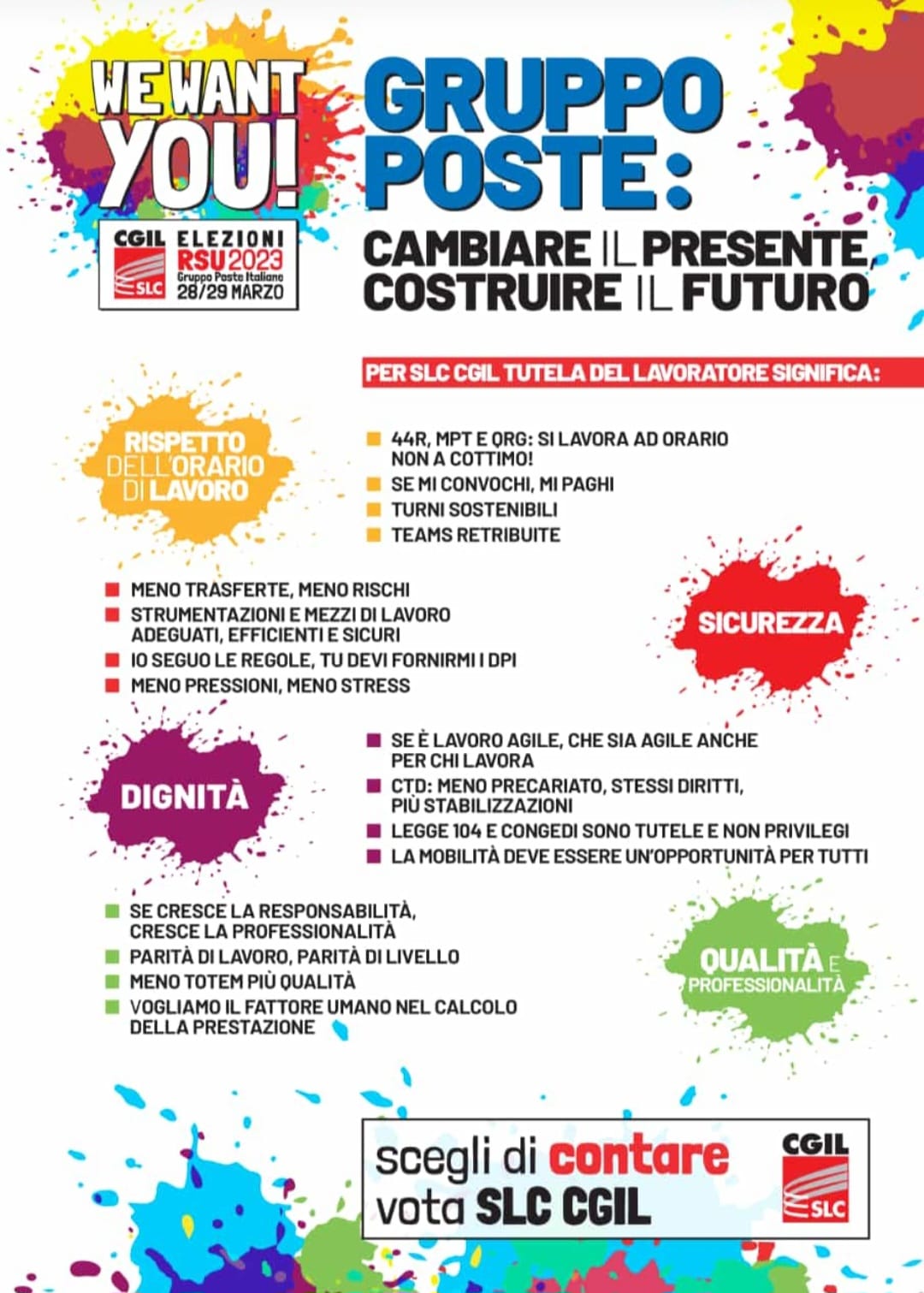 ECCO LE LISTE SLCCGIL MESSINA PER LE ELEZIONI RSU DEL 28 E 29 MARZO PROSSIMI
