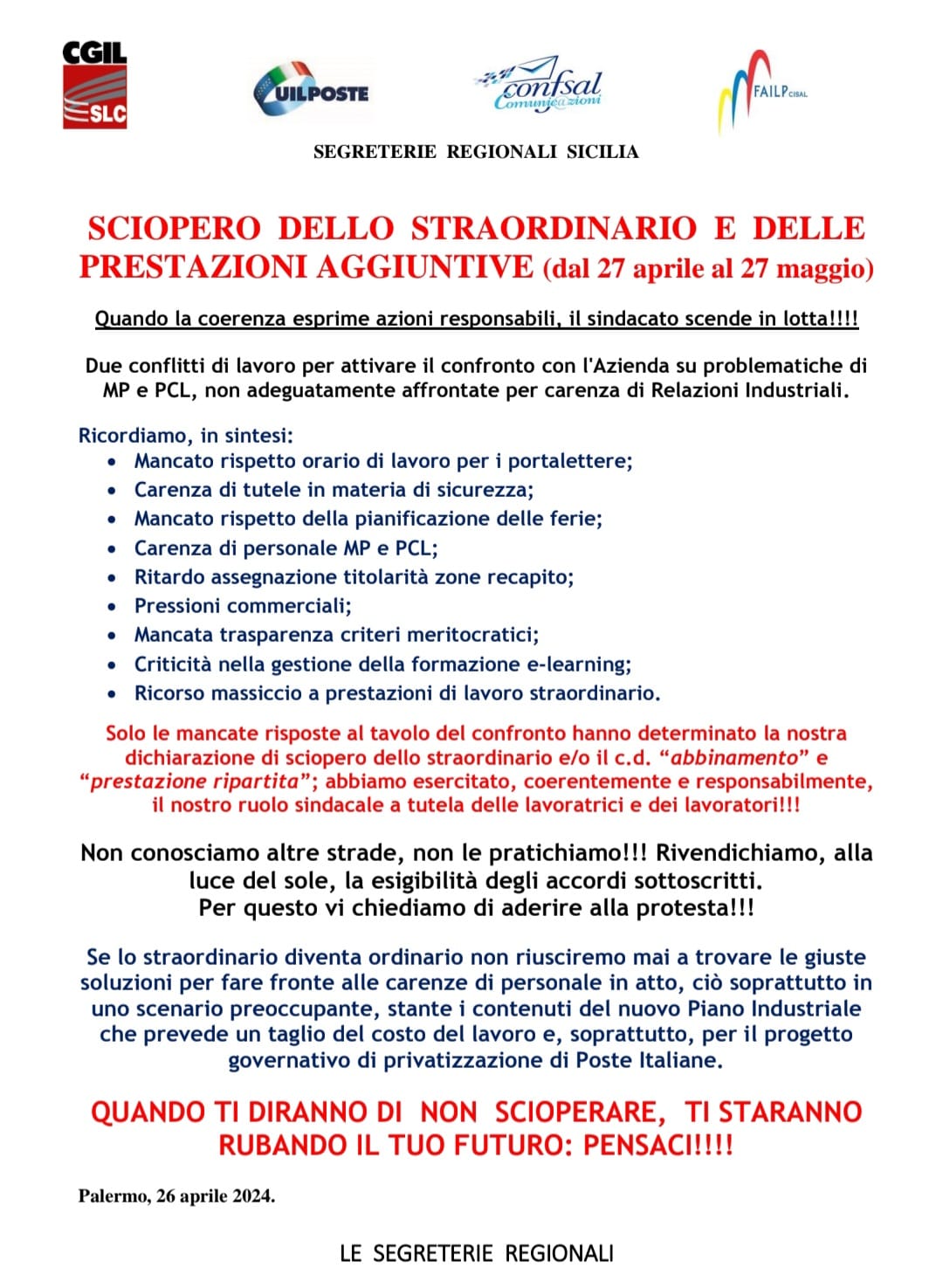 AL VIA LO SCIOPERO IN TUTTA LA SICILIA