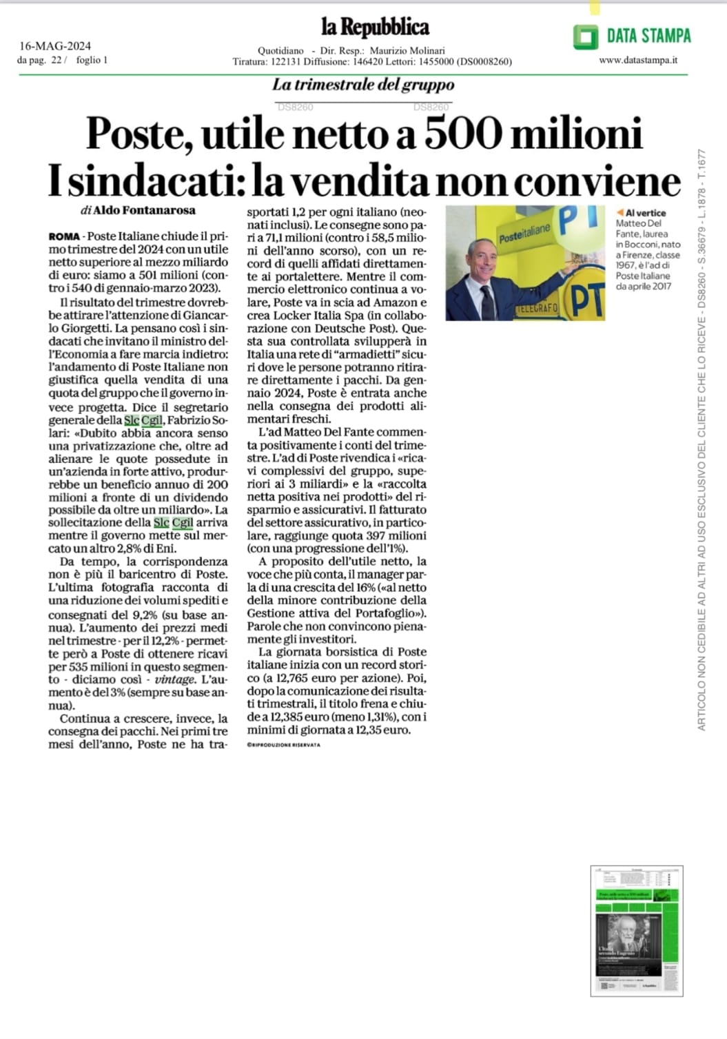 CONVIENE SVENDERE POSTE ITALIANE?