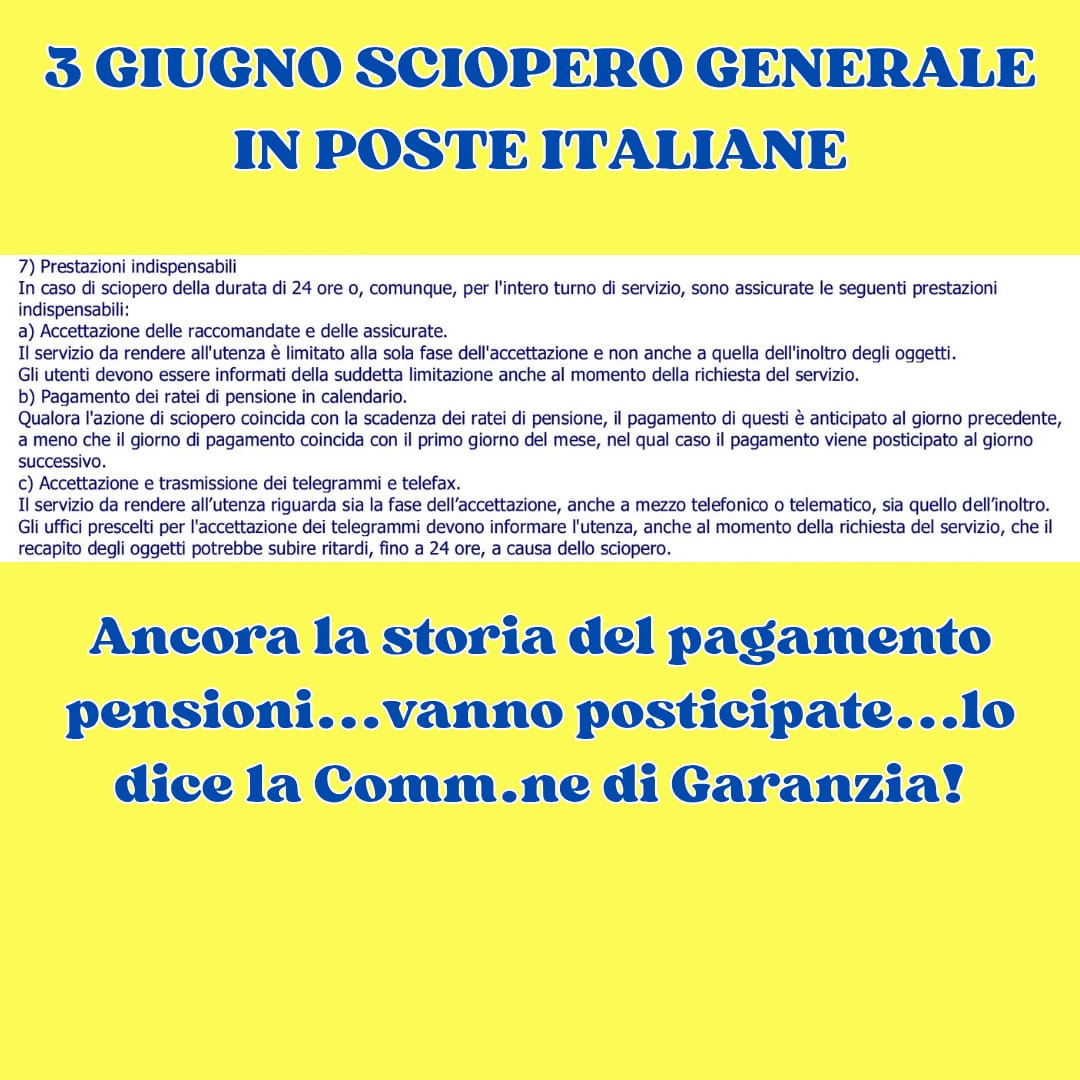 LE PENSIONI VANNO POSTICIPATE